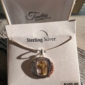 Kohl's Timeless 18” Sterling Silver Necklace with Gold Cross “Faith”